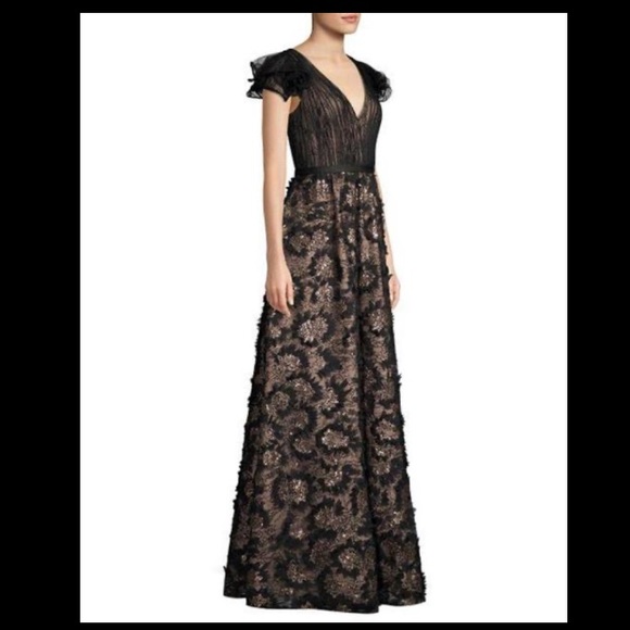 Aidan Mattox Ruffled Sleeve A-Line Gown - Picture 3 of 9